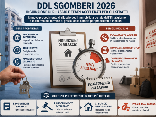 DDL Sgomberi 2026: ingiunzione di rilascio e tempi accelerati per gli sfratti